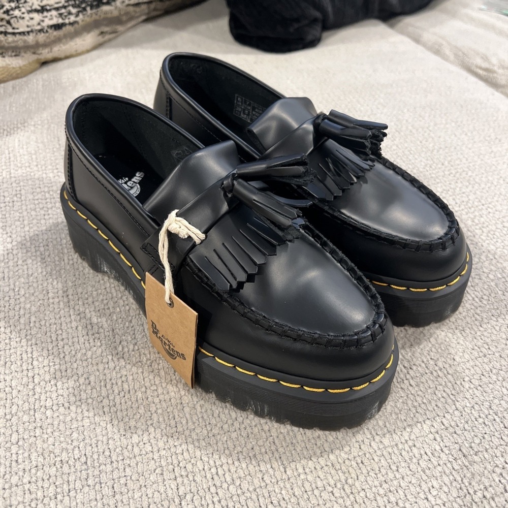 Dr. Martens Black Tassel Kiltie Platform Loafers